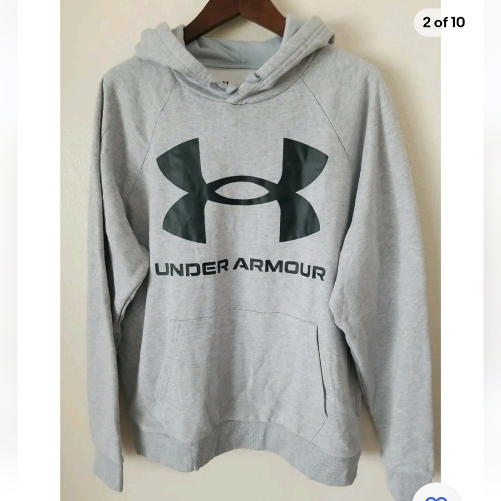 Under Armour Men's Size L Pullover Sweater Logo Hoodie Storm Loose Cotton Gray